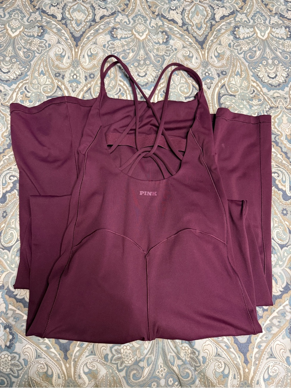 PINK Victoria's Secret Strappy Sports Bra Tank in Deep Maroon